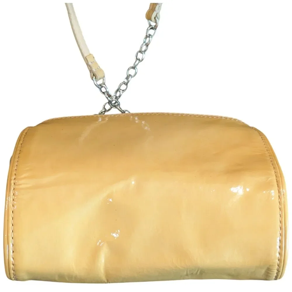 Brighton Chain Detail Crossbody Bag Patent Leather Cream Gold 6